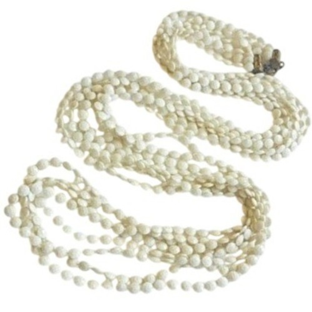 VTG lucite long multi strand necklace beaded White beads Retro Estate 60s 50"